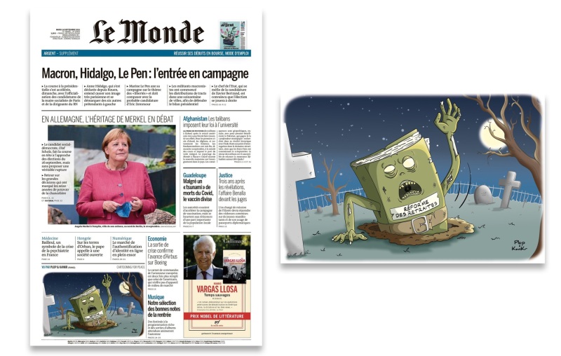 Dessin en une du journal Le Monde du 14/09/2021