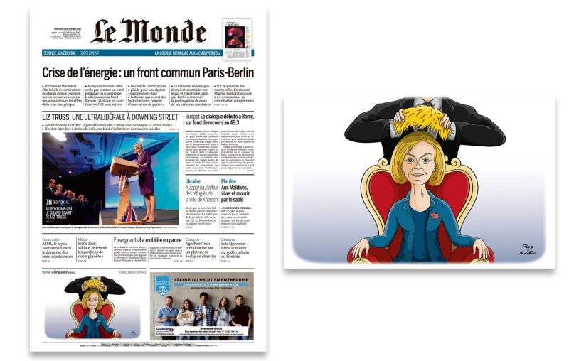 Dessin en une du journal Le Monde du 07/09/2022